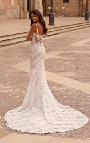 Picture of: Layered Lace Fit and Flare Wedding Dress with Sheer Back in III, Style: J2327, Back Picture