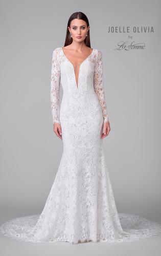 Picture of: Plunge Neck Stretch Lace Gown with Open Back and Stunning Train in IIII, Style: J2160, Detail Picture 4