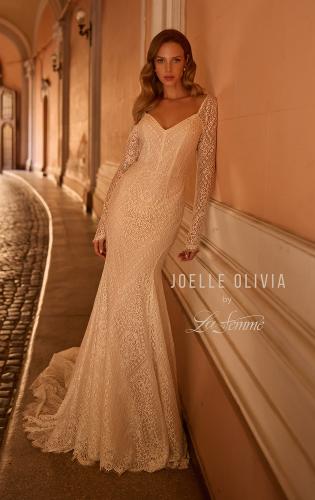 Picture of: Long Sleeve Boho Lace Wedding Dress with V Neckline in IIINI, Style: J2247, Back Picture