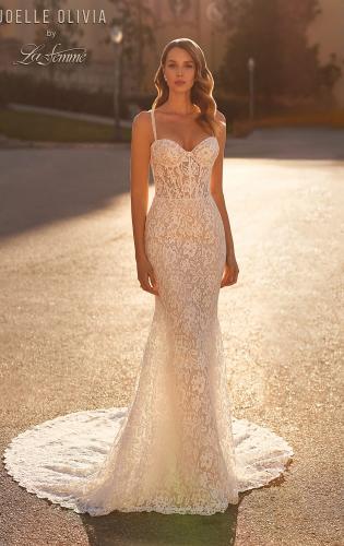 Picture of: Lace Wedding Dress with Bustier Style Top and Unique Straps in WIII, Style: J2216, Main Picture