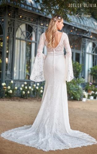 Picture of: Bell Sleeve Lace Gown with Illusion Waist in WIII, Style: J2093, Back Picture