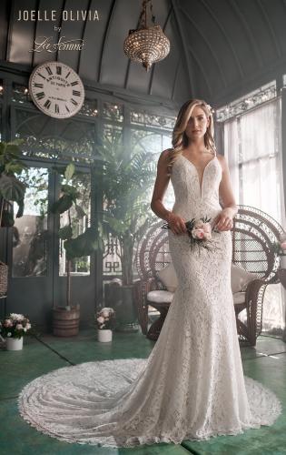 Picture of: Open Back Lace Wedding Dress with Plunge Neckline in WINI, Style: J2096, Main Picture