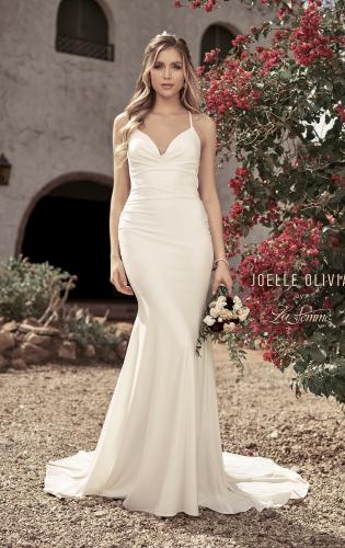 Picture of: Luxe Knit Gown with Draped Neckline and Open Back in ivory, Style: J2018, Main Picture