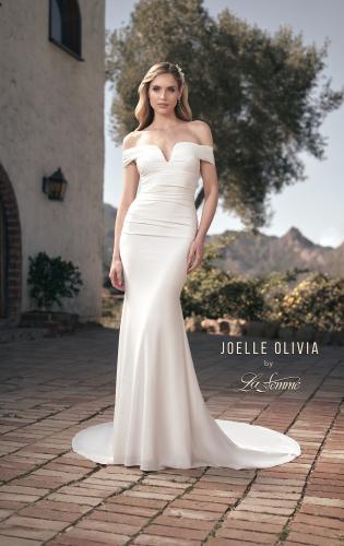 Picture of: Off the Shoulder V Neck Ruched Wedding Dress in ivory, Style: J2089, Main Picture