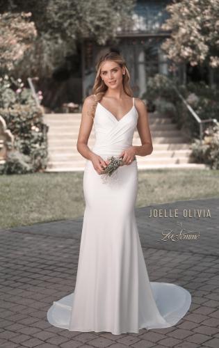 Picture of: Wrap Style Luxe Knot Dress with Sheer Lace Back in ivory, Style: J2103, Main Picture