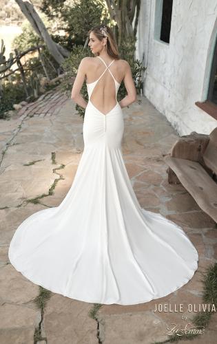 Picture of: Chic Luxe Knit Dress with Draped Neckline in ivory, Style: J2077, Back Picture