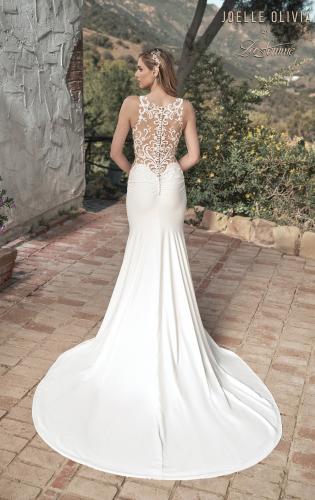 Picture of: Wedding Gown with Ornate Lace Top and Illusion Back in ivory, Style: J2101, Back Picture