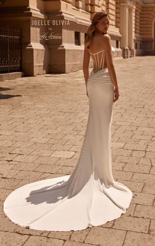 Picture of: Strapless Luxe Jersey Wedding Dress with Unique Bodice and Boning in ivory, Style: J2248, Back Picture