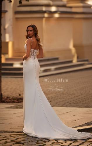 Picture of: Gorgeous Wedding Dress with Sheer Lace Top and Ruched Jersey Skirt in ivory, Style: J2275, Back Picture