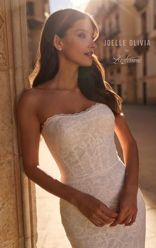 Picture of: Strapless Lace Fit and Flare Wedding Dress with Sweep Train in ivory, Style: J2333, Detail Picture 1