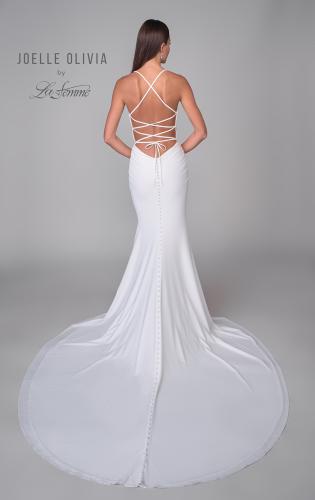 Picture of: Chic Square Neck Luxe Knit Jersey Gown with Lace Up Tie Back in ivory, Style: J2068, Detail Picture 5