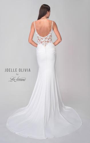 Picture of: Luxe Jersey Wedding Dress with Lace Illusion Back and Ruching in Ivory, Style: J2133, Detail Picture 5