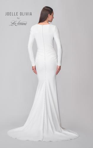 Picture of: Chic Long Sleeve Luxe Jersey Knit Gown with Deep V Neckline in ivory, Style: J2171, Detail Picture 5