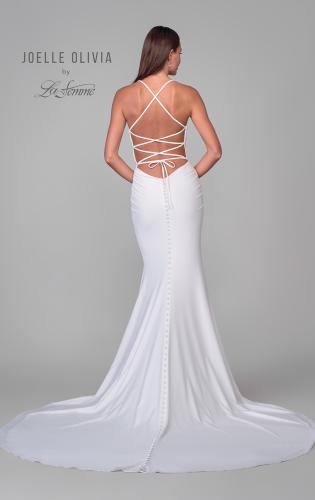 Picture of: Chic Square Neck Luxe Knit Jersey Gown with Lace Up Tie Back in ivory, Style: J2068, Detail Picture 6