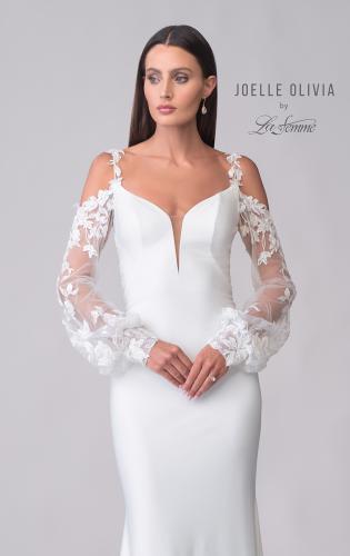 Picture of: Unique Jersey Wedding Gown with Balloon Sleeves and Cold Shoulder in ivory, Style: J2152, Detail Picture 7