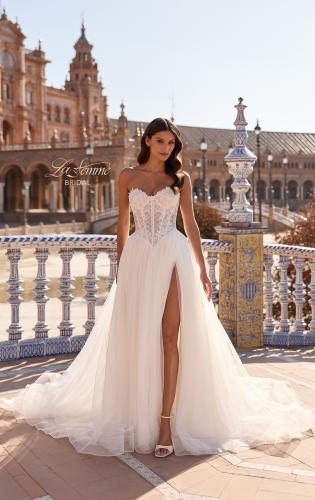 Picture of: Stunning Strapless Lace Corset Wedding Dress with Tulle Skirt in IIIII, Style: B1468, Main Picture