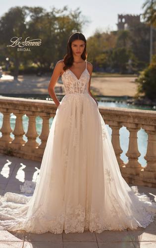 Picture of: Stunning Lace and Tulle Wedding Dress with Soft Ruched Bodice and Illusion Details in IIIII, Style: B1345, Back Picture