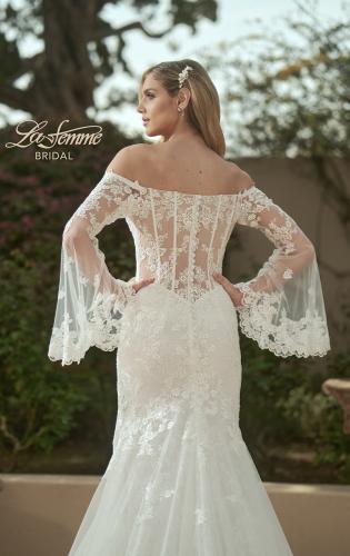 Picture of: Bell Sleeve Lace Wedding Dress with Off Shoulder Top in IIIII, Style: B1203, Detail Picture 2