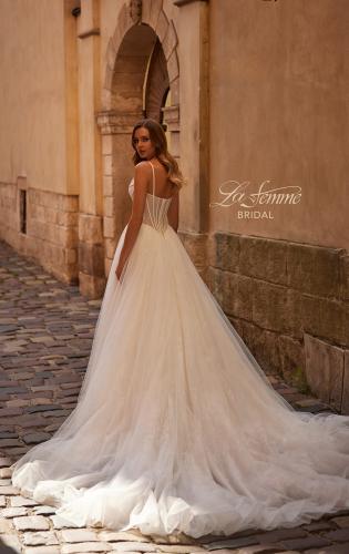 Picture of: Elegant Bridal Gown with Corset Bodice and Full A-line Skirt in IIIIII, Style: B1382, Back Picture