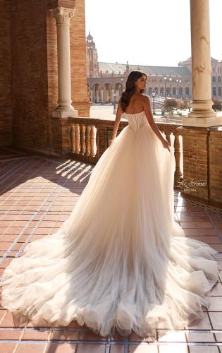 Picture of: Strapless Ruched Corset Tulle Ball Gown Wedding Dress in IIIIII, Style: B1437, Back Picture