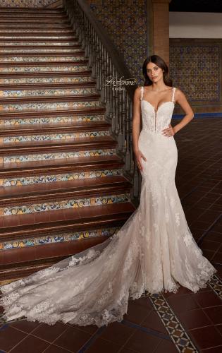 Picture of: Lace Mermaid Wedding Dress with Plunging Neckline in IIIINI, Style: B1473, Back Picture