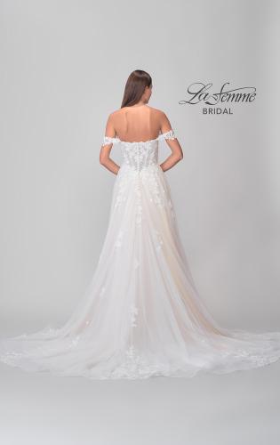 Picture of: Tulle A-Line Gown with Lace Applique Details and Off the Shoulder Top in IIINI, Style: B1273, Detail Picture 6