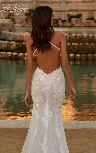 Picture of: Lace Wedding Dress with Scallop Edge Slit and Square Neckline in IIINII, Style: B1318, Detail Picture 2