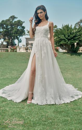 Picture of: Pretty A-Line Gown with Square Neckline and Lace Applique in IIINW, Style: B1287, Back Picture