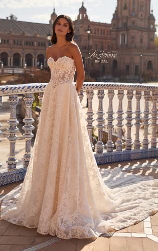 Picture of: Long Sleeve Lace Wedding Dress with High Neck and Slit in IIIRRI, Style: B1472, Detail Picture 1