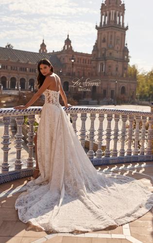 Picture of: Long Sleeve Lace Wedding Dress with High Neck and Slit in IIIRRI, Style: B1472, Detail Picture 2