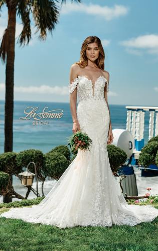 Picture of: Off the Shoulder Lace Deep V Wedding Gown in IINI, Style: B1016, Main Picture