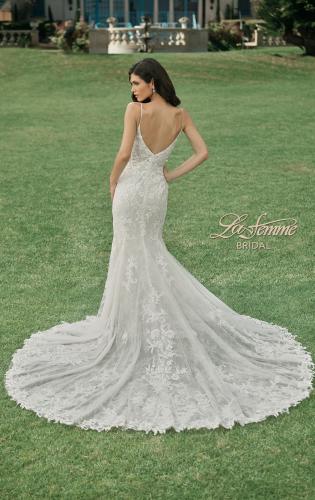 Picture of: Lace Plunge Neck Bridal Dress with Gorgeous Full Train in IINI, Style: B1216, Back Picture