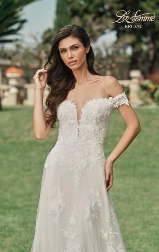 Picture of: Stunning Off the Shoulder Wedding Dress with Slit and Illusion Back in IINI, Style: B1223, Detail Picture 1