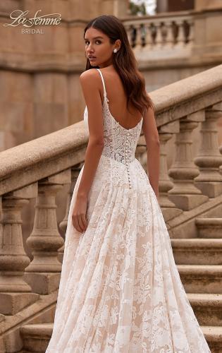 Picture of: Beautiful Lace A Line Wedding Gown with Deep V Illusion Neckline and Pockets in IINI, Style: B1338, Detail Picture 2