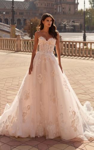 Picture of: Strapless Floral Lace A-Line Wedding Dress in IIPII, Style: B1479, Detail Picture 1