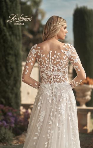 Picture of: Bridal Gown with Sheer Lace Sleeves and Buttons in ILI, Style: B1086, Detail Picture 2