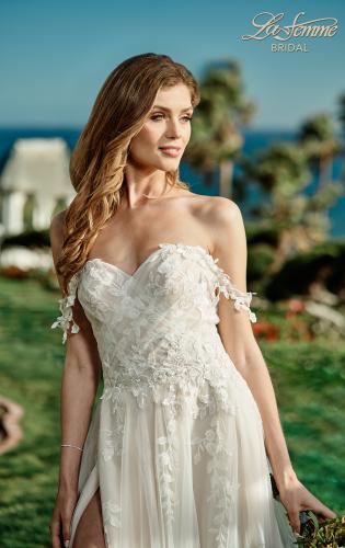 Picture of: Off the Shoulder Lace A-Line Dress with Slit and Pockets in ILII, Style: B1064, Detail Picture 1