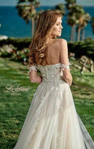 Picture of: Off the Shoulder Lace A-Line Dress with Slit and Pockets in ILII, Style: B1064, Detail Picture 2