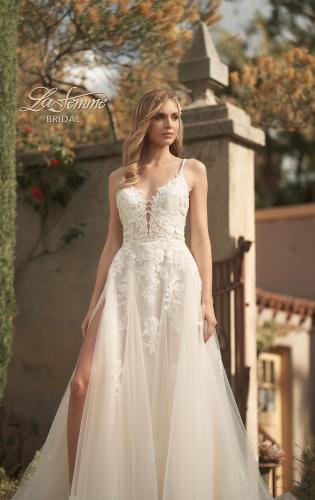 Picture of: A-Line Lace and Tulle Gown with Tie Back in ILIII, Style: B1205, Detail Picture 1