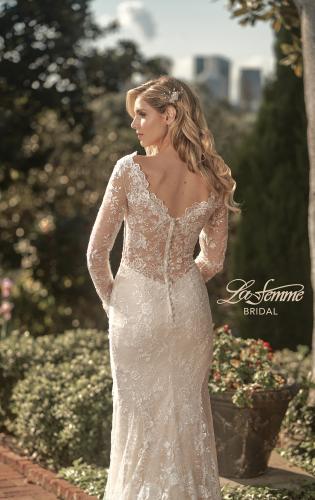 Picture of: Long Sleeve Lace Dress with Slit and Scallop Detailing in INI, Style: B1073, Detail Picture 2