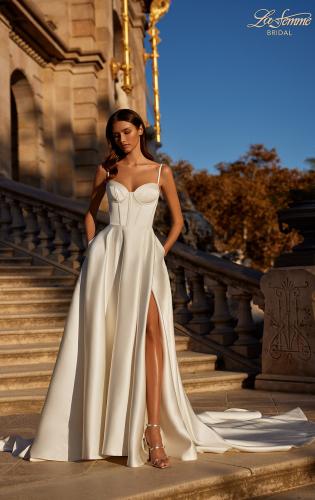 Picture of: Chic A Line Wedding Dress with Bustier Bodice and Illusion Back in ivory, Style: B1372, Main Picture