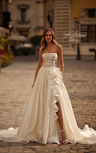 Picture of: Unique Organza Wedding Dress with Floral Detail and Slit in ivory, Style: B1439, Main Picture