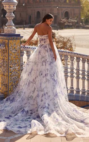 Picture of: Gorgeous Strapless Floral Print Organza Ball Gown with Full Skirt in multi, Style: B1464, Back Picture