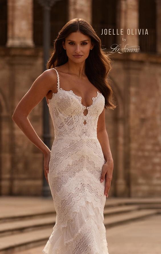 Picture of: Layered Lace Fit and Flare Wedding Dress with Sheer Back in III, Style: J2327, Detail Picture 2