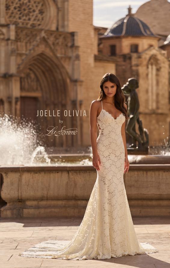 Picture of: Allover Lace Fit and Flare Wedding Dress with Low Open Back in III, Style: J2317, Detail Picture 4