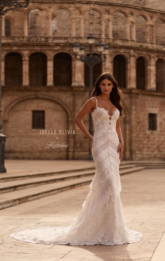 Picture of: Layered Lace Fit and Flare Wedding Dress with Sheer Back in III, Style: J2327, Detail Picture 4