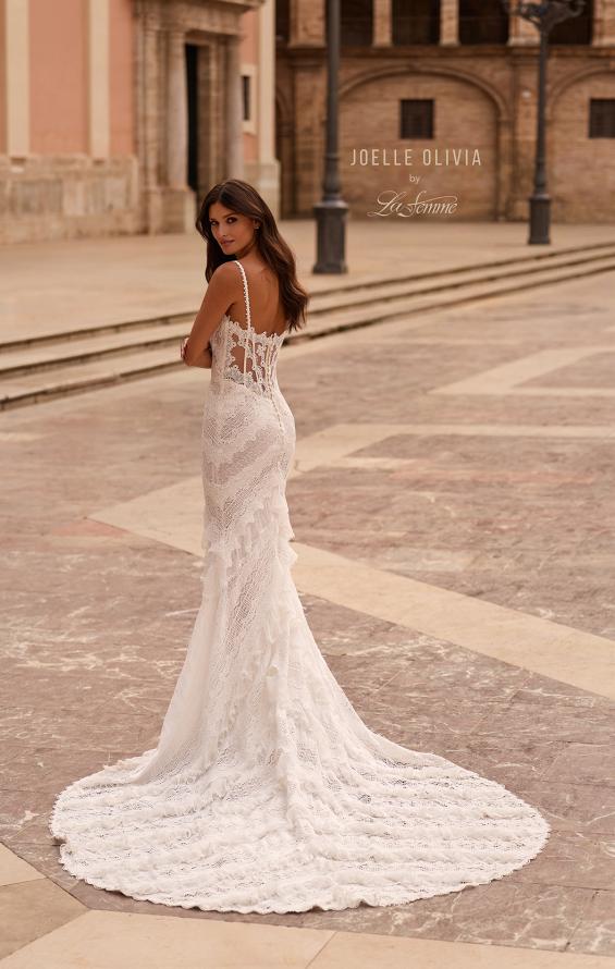 Picture of: Layered Lace Fit and Flare Wedding Dress with Sheer Back in III, Style: J2327, Detail Picture 5