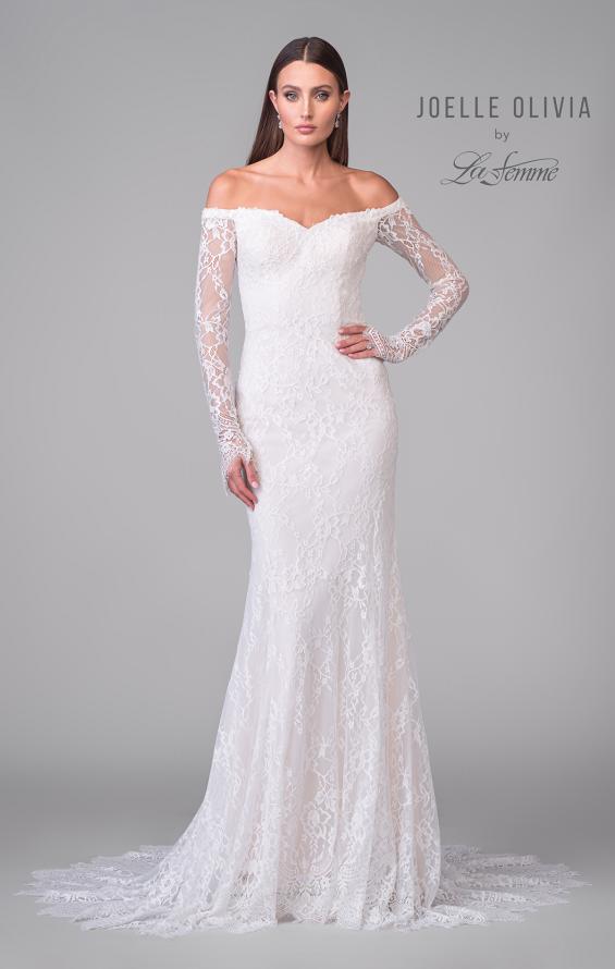 Picture of: Gorgeous Off the Shoulder Dress with Lace Sleeves and Illusion Back in IIII, Style: J2155, Detail Picture 9