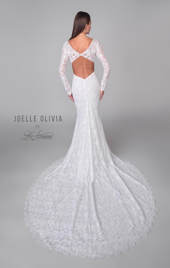 Picture of: Plunge Neck Stretch Lace Gown with Open Back and Stunning Train in IIII, Style: J2160, Detail Picture 5