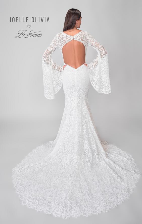 Picture of: Bell Sleeve Lace Dress with Open Back and Gorgeous Train in IIII, Style: J2164, Detail Picture 5